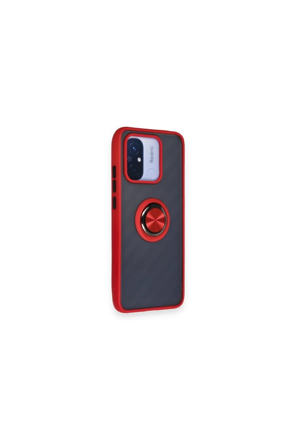 Evimdeyokyok Xiaomi Redmi 12C Kılıf Montreal Yüzüklü Silikon Kapak - Kırmızı