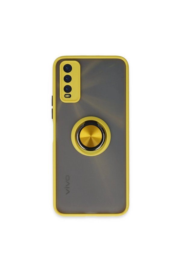 Evimdeyokyok Vivo Y11S Kılıf Montreal Yüzüklü Silikon Kapak - Sarı