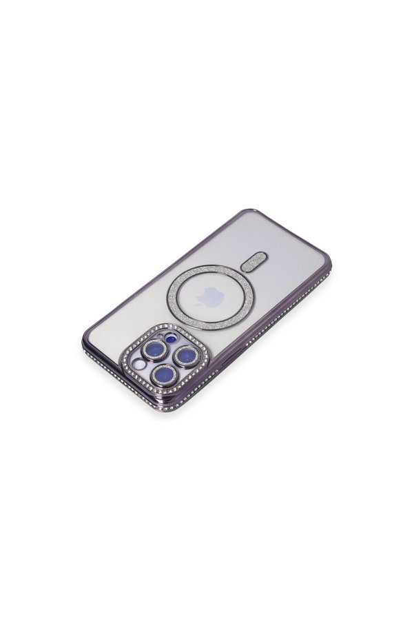 Evimdeyokyok Apple İphone 14 Pro Kılıf Joke Simli Magneticsafe Kılıf - Derin Mor