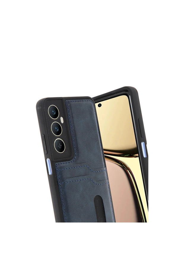 Evimdeyokyok Realme C65 Sara Kartvizitli Deri Kılıf - Lacivert