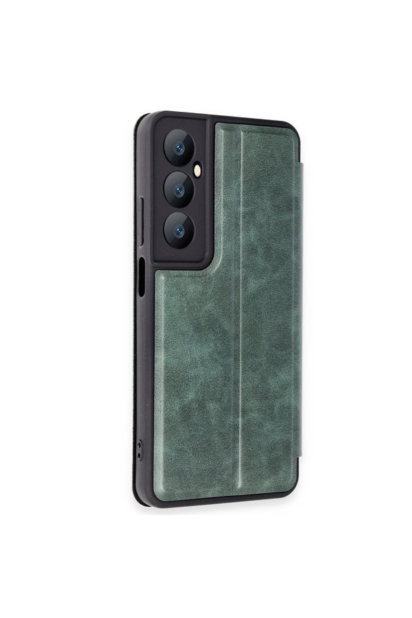 Evi̇mdeyokyok Realme C65 Kılıf Fli̇p Cover - Koyu Yeşi̇l