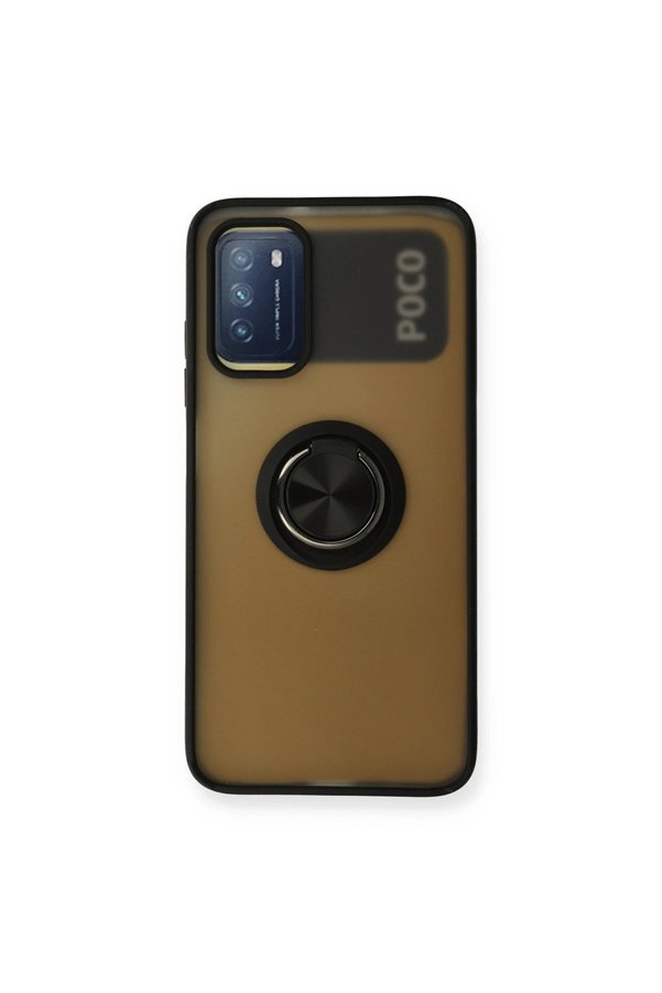 Evimdeyokyok Xiaomi Redmi 9T Kılıf Montreal Yüzüklü Silikon Kapak - Siyah