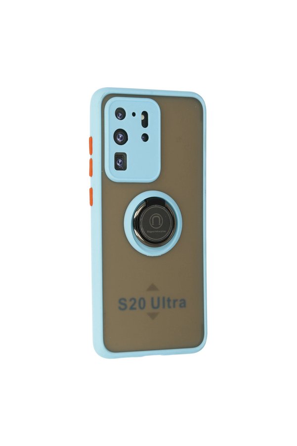 Evimdeyokyok Samsung Galaxy S20 Ultra Kılıf Montreal Yüzüklü Silikon Kapak - Buz Mavi