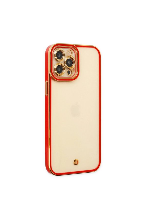 Evimdeyokyok Apple İphone 12 Pro Max Kılıf Liva Lens Silikon - Kırmızı