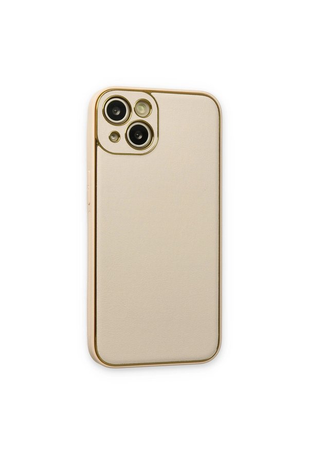 Evimdeyokyok Apple İphone 14 Plus Kılıf Coco Deri Silikon Kapak - Gold
