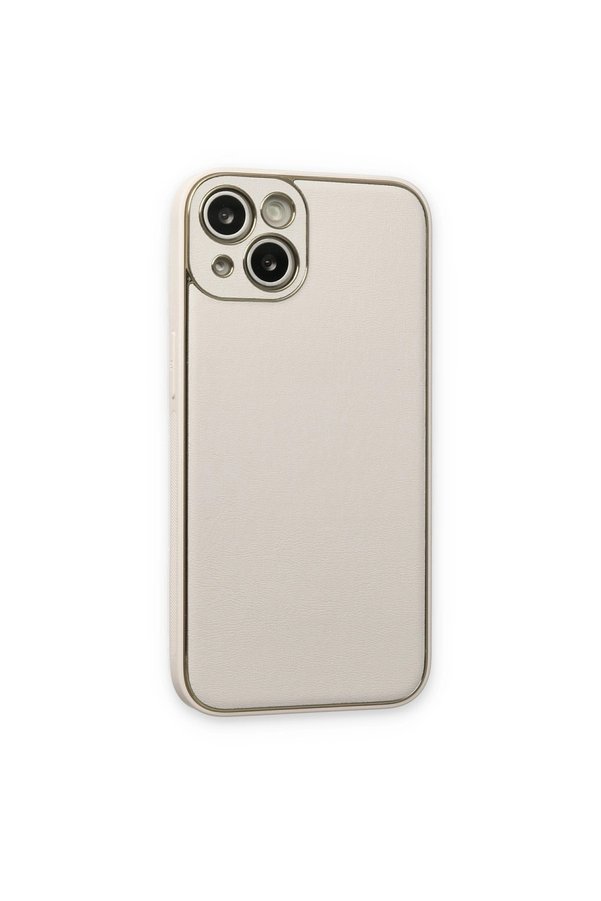 Evimdeyokyok Apple İphone 14 Plus Kılıf Coco Deri Silikon Kapak - Beyaz