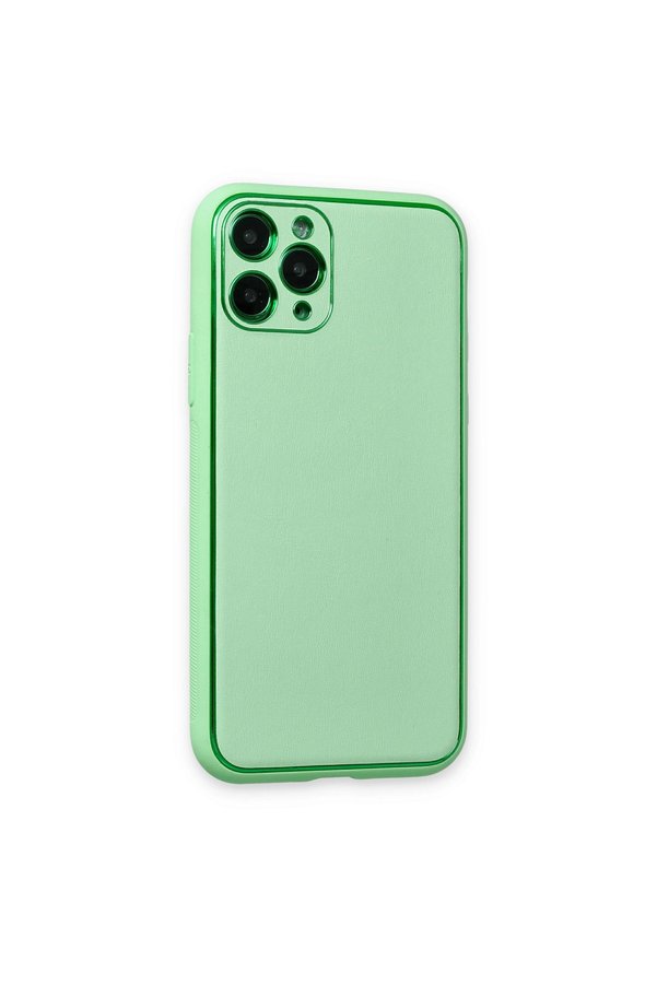 Evimdeyokyok Apple İphone 11 Pro Kılıf Coco Deri Silikon Kapak - Açık Yeşil