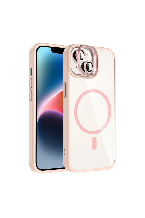 Evimdeyokyok Joko Apple İphone 14 Remim Lensli Magsafe Standlı Kapak - Pembe