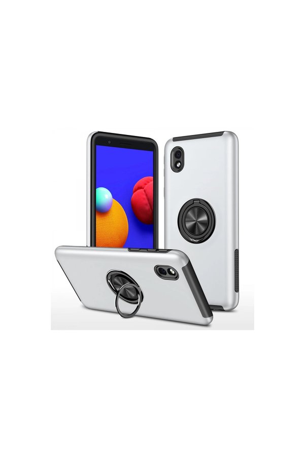 Evimdeyokyok Samsung Galaxy A01 Core Kılıf Elit Yüzüklü Kapak - Gümüş