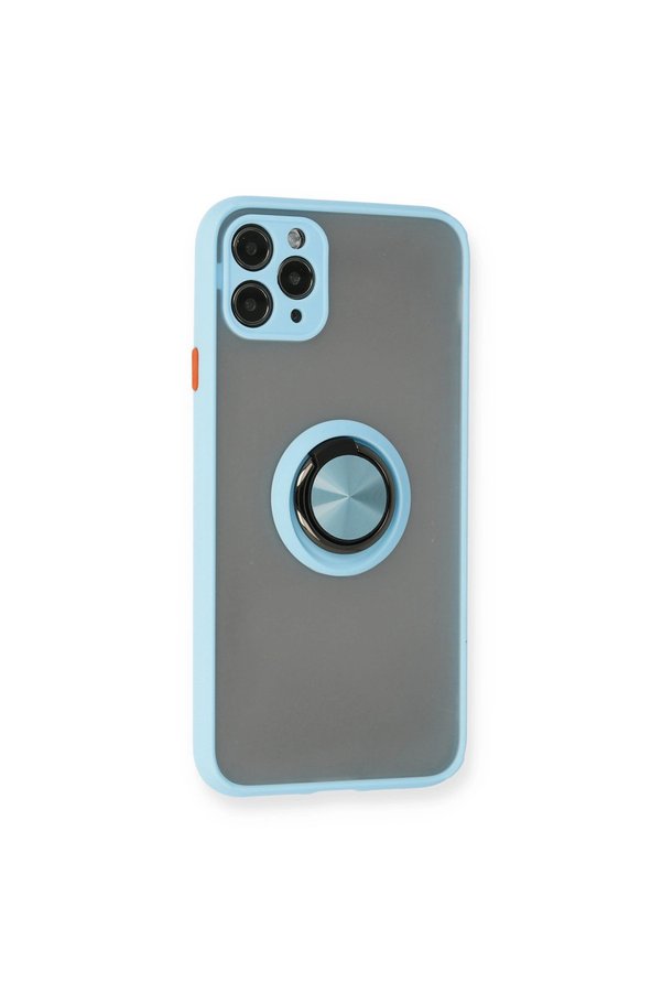 Evimdeyokyok Apple İphone 11 Pro Max Kılıf Montreal Yüzüklü Silikon Kapak - Buz Mavi