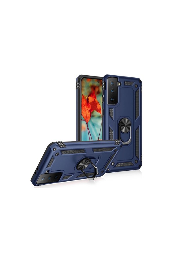 Evimdeyokyok Samsung Galaxy S21 Kılıf Sofya Yüzüklü Silikon Kapak - Lacivert