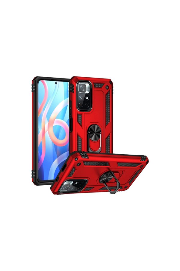 Evimdeyokyok Xiaomi Redmi Note 11T Kılıf Sofya Yüzüklü Silikon Kapak - Kırmızı