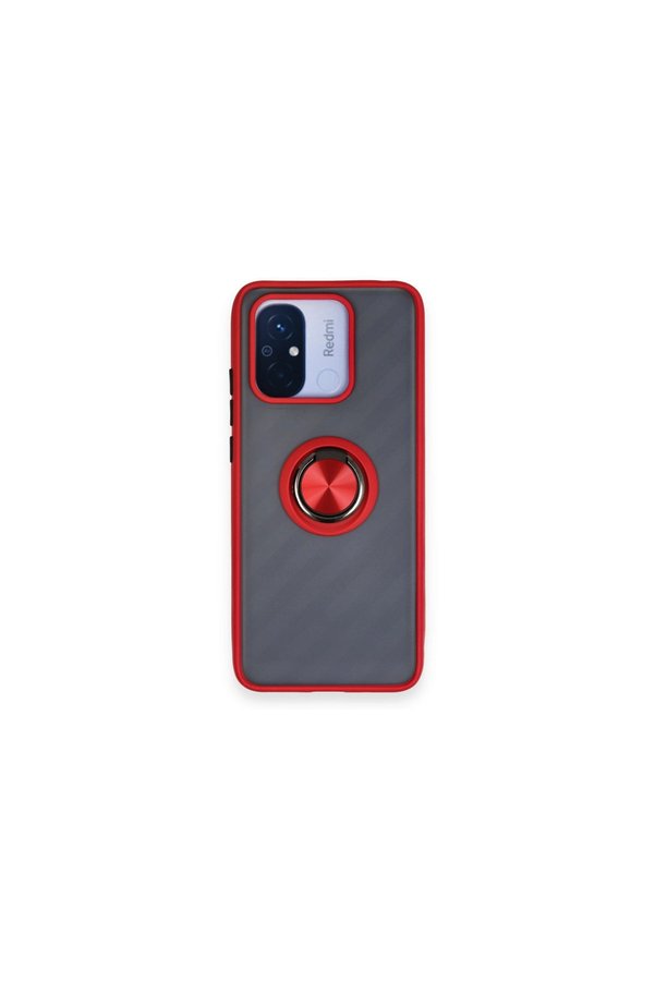 Evimdeyokyok Xiaomi Redmi 12C Kılıf Montreal Yüzüklü Silikon Kapak - Kırmızı