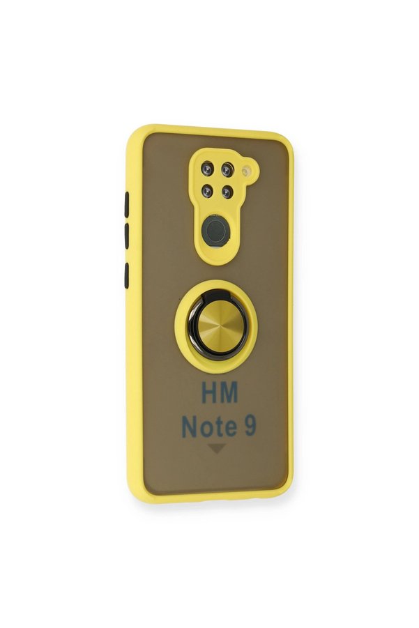 Evimdeyokyok Xiaomi Redmi Note 9 Kılıf Montreal Yüzüklü Silikon Kapak - Sarı