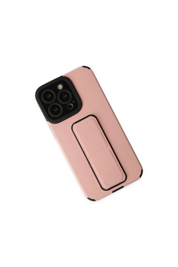 Evimdeyokyok Apple İphone 14 Pro Kılıf Mega Standlı Silikon - Pudra