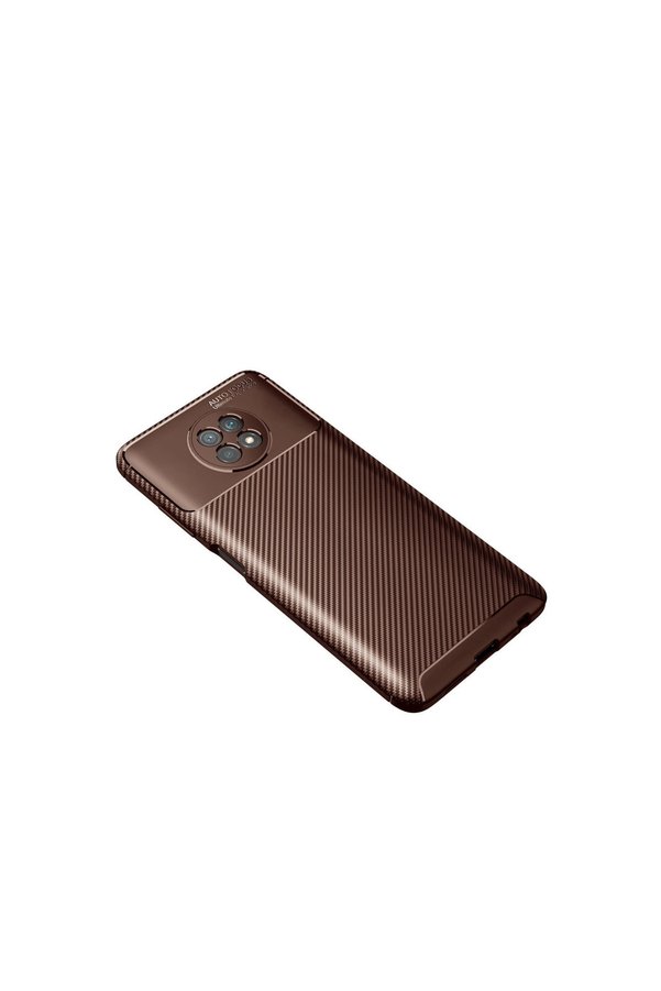 Evimdeyokyok Xiaomi Redmi Note 9 5G Kılıf Auto Focus Karbon Kapak - Kahverengi