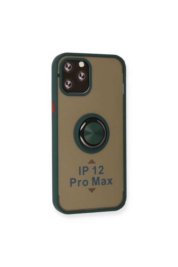 Evimdeyokyok Apple İphone 12 Pro Max Kılıf Montreal Yüzüklü Silikon Kapak - Yeşil
