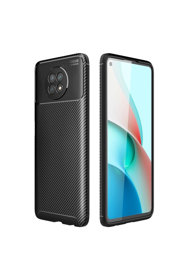 Evimdeyokyok Xiaomi Redmi Note 9 5G Kılıf Auto Focus Karbon Kapak - Siyah