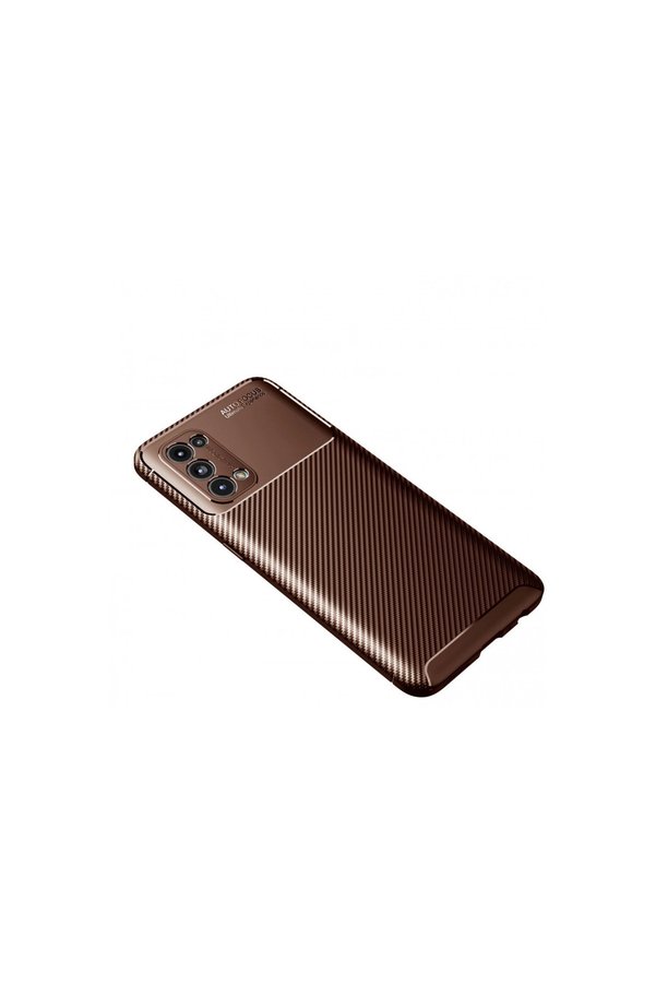 Evimdeyokyok Oppo Reno 5 Kılıf Auto Focus Karbon Kapak - Kahverengi