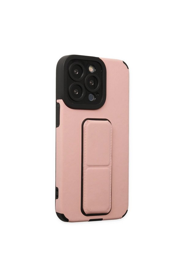 Evimdeyokyok Apple İphone 14 Pro Kılıf Mega Standlı Silikon - Pudra