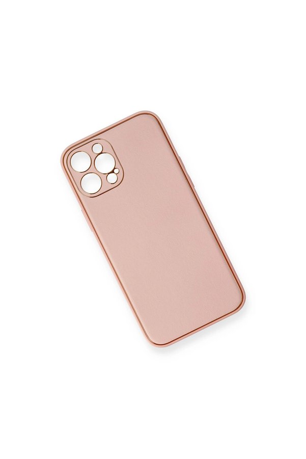 Evimdeyokyok Apple İphone 12 Pro Max Kılıf Coco Deri Silikon Kapak - Pembe