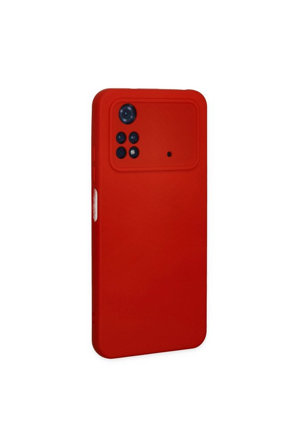 Evimdeyokyok Xiaomi Poco M4 Pro 4G Kılıf Nano İçi Kadife Silikon - Kırmızı