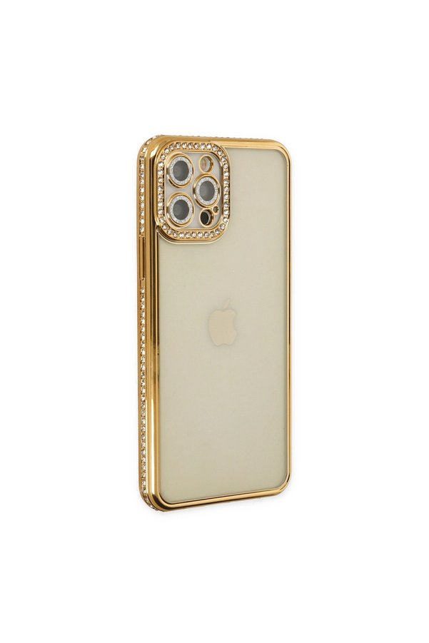 Evimdeyokyok Apple İphone 12 Pro Kılıf Joke Taşlı Silikon - Gold