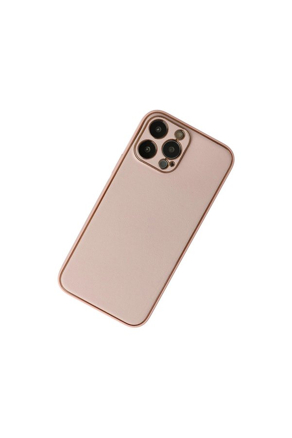 Evimdeyokyok Apple İphone 13 Pro Max Kılıf Coco Deri Silikon Kapak - Pudra