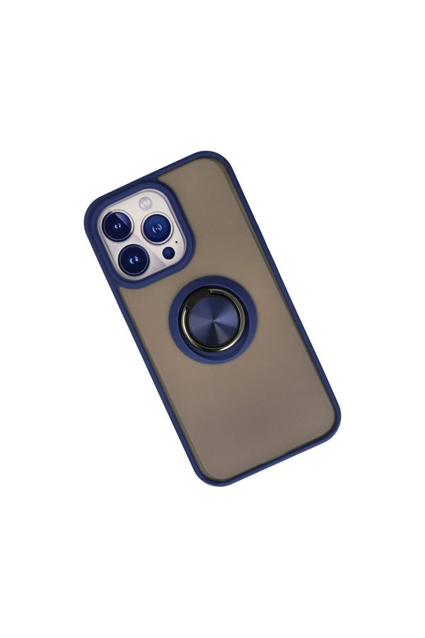 Evi̇mdeyokyok Apple İphone 13 Pro Max Kılıf Montreal Yüzüklü Si̇li̇kon Kapak - Laci̇vert
