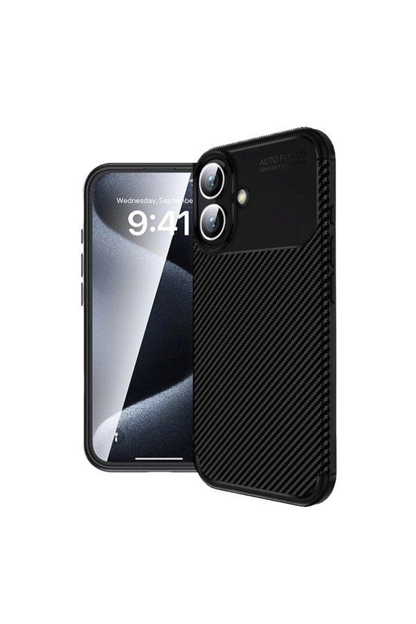 Evimdeyokyok Apple İphone 16 Plus Kılıf Auto Focus Karbon Kapak - Siyah