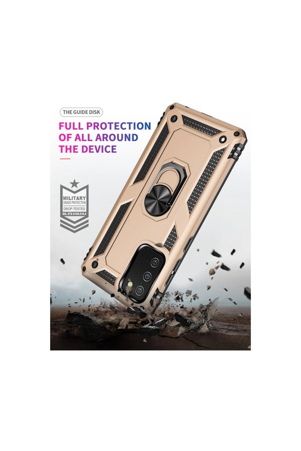 Evimdeyokyok Samsung Galaxy A02S Kılıf Sofya Yüzüklü Silikon Kapak - Gold