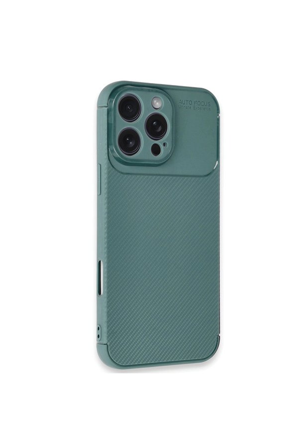 Evimdeyokyok Apple İphone 16 Pro Max Kılıf Auto Focus Karbon Kapak - Koyu Yeşil