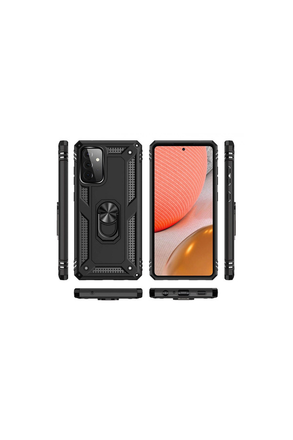 Evimdeyokyok Samsung Galaxy A72 Kılıf Sofya Yüzüklü Silikon Kapak - Siyah