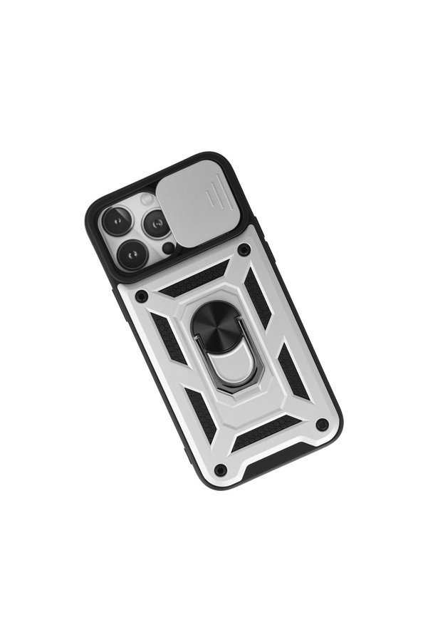 Evimdeyokyok Apple İphone 13 Pro Max Kılıf Pars Lens Yüzüklü Silikon - Gümüş