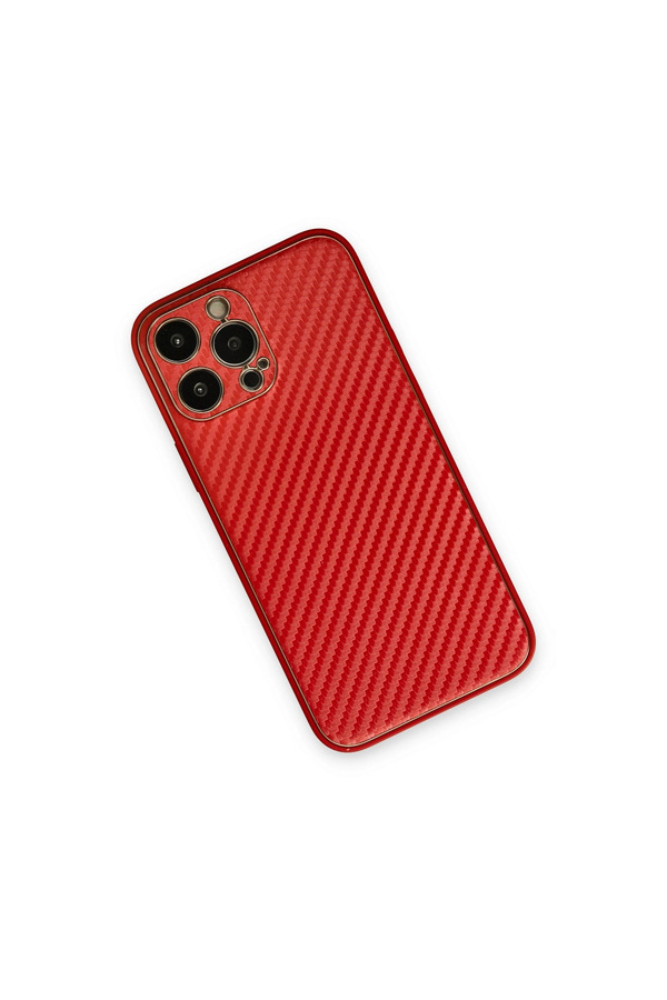 Evimdeyokyok Apple İphone 13 Pro Max Kılıf Coco Karbon Silikon - Kırmızı