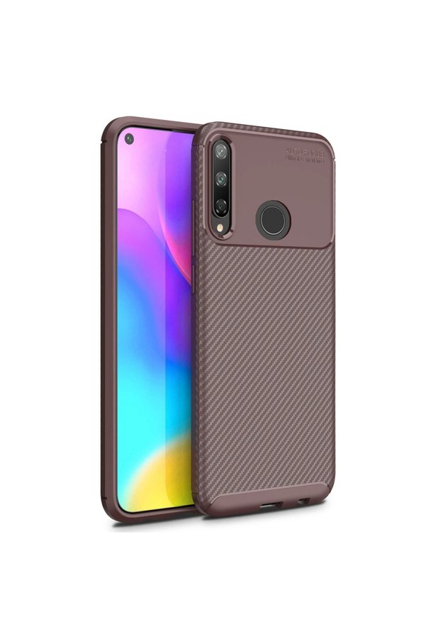 Evimdeyokyok Huawei P40 Lite E Kılıf Auto Focus Karbon Kapak - Kahverengi
