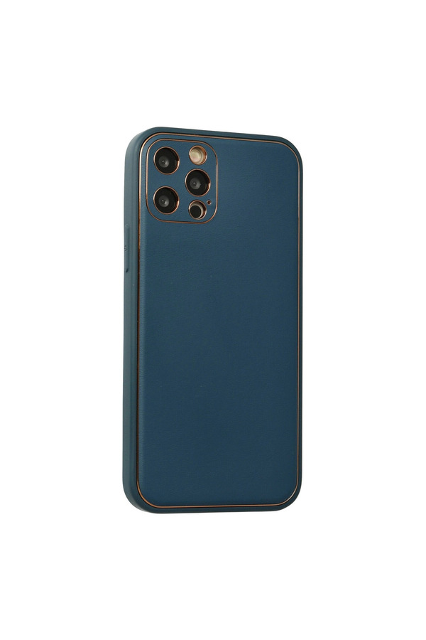 Evimdeyokyok Apple İphone 12 Pro Max Kılıf Coco Deri Silikon Kapak - Mavi