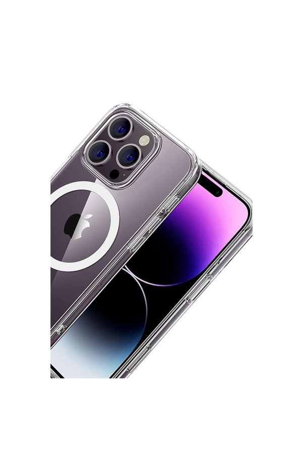 Evi̇mdeyokyok Apple İphone 16 Pro Max Combo Sert Şeffaf Magsafe Kapak - Şeffaf