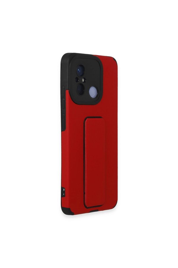 Evimdeyokyok Xiaomi Redmi 12C Kılıf Mega Standlı Silikon - Kırmızı