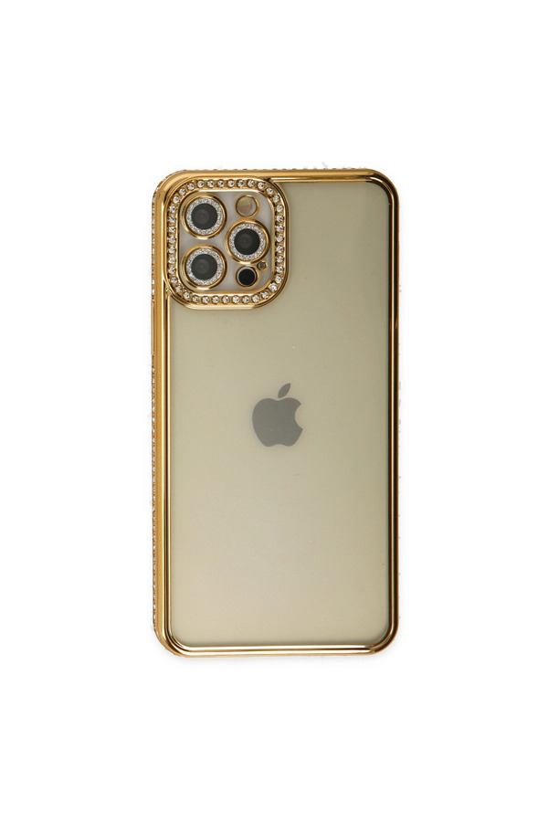Evimdeyokyok Apple İphone 12 Pro Kılıf Joke Taşlı Silikon - Gold