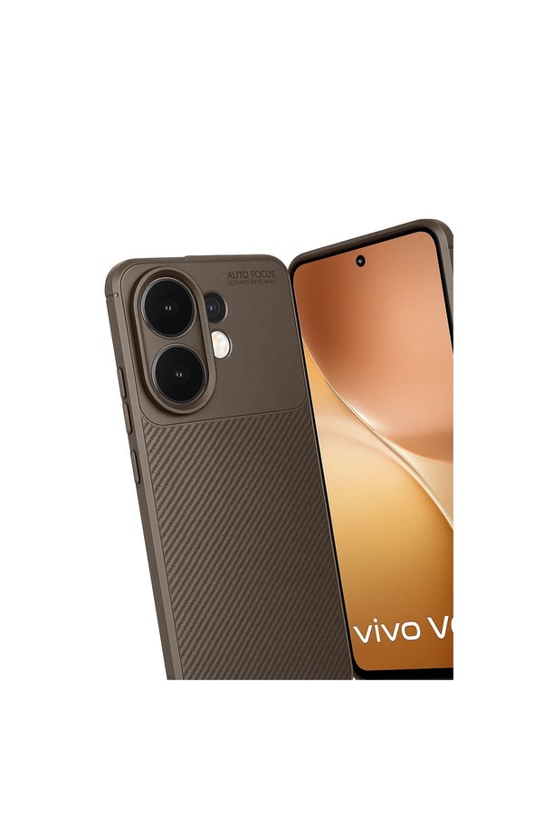 Evimdeyokyok Vivo V60 5G Auto Focus Karbon Kapak - Kahverengi