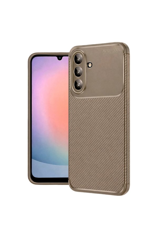 Evimdeyokyok Samsung Galaxy A56 Kılıf Auto Focus Karbon Kapak - Kahverengi