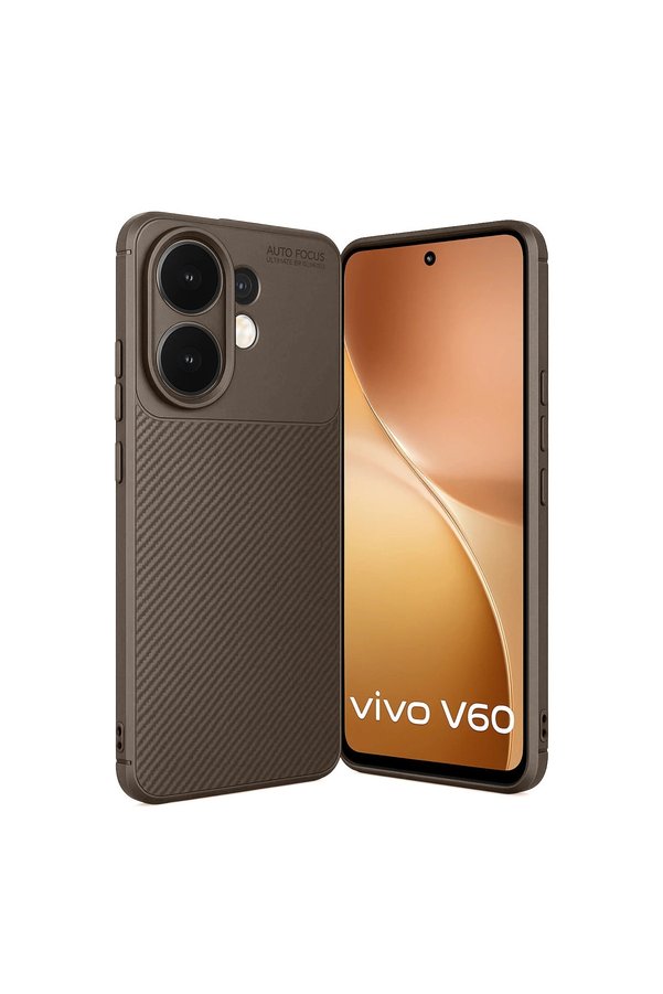 Evimdeyokyok Vivo V60 5G Auto Focus Karbon Kapak - Kahverengi