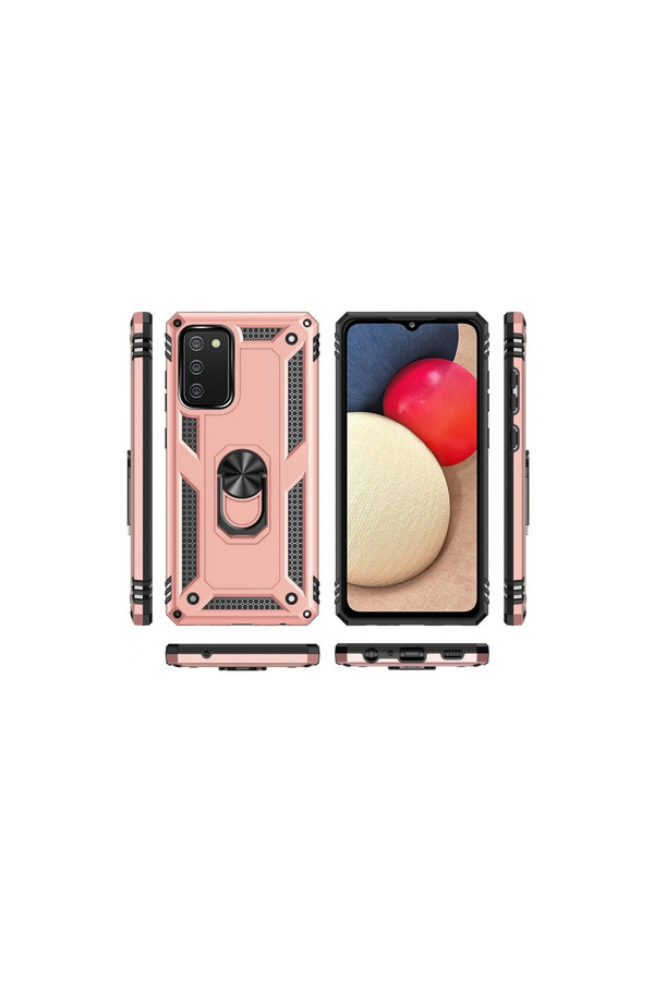 Evimdeyokyok Samsung Galaxy A02S Kılıf Sofya Yüzüklü Silikon Kapak - Rose