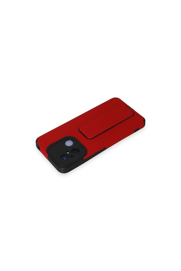 Evimdeyokyok Xiaomi Redmi 12C Kılıf Mega Standlı Silikon - Kırmızı