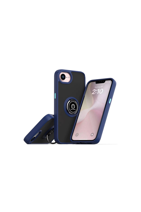 Evimdeyokyok Apple İphone 16E Kılıf Montreal Yüzüklü Silikon Kapak - Lacivert