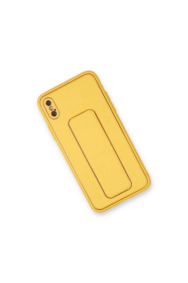 Evimdeyokyok Apple İphone Xs Max Kılıf Coco Deri Standlı Kapak - Sarı
