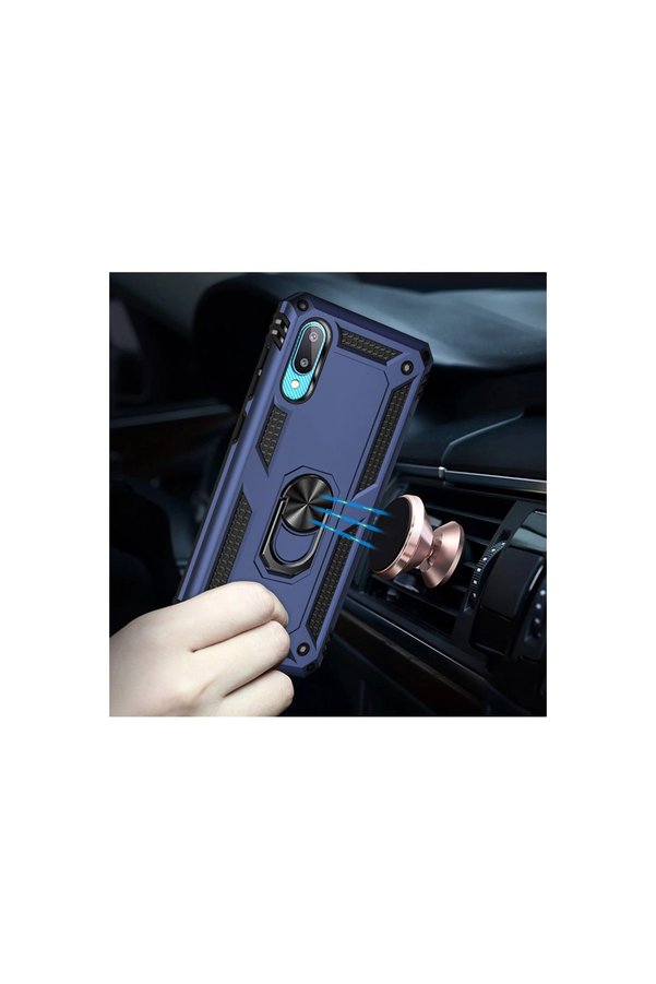 Evimdeyokyok Samsung Galaxy A02 Kılıf Sofya Yüzüklü Silikon Kapak - Lacivert