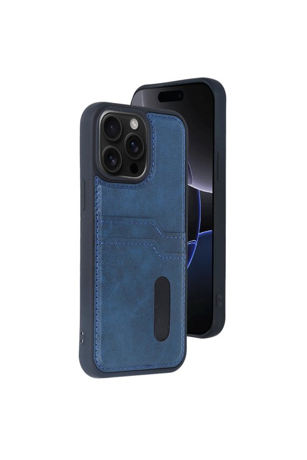 Evimdeyokyok Apple İphone 14 Pro Max Kılıf Sara Kartvizitli Deri Kılıf - Lacivert