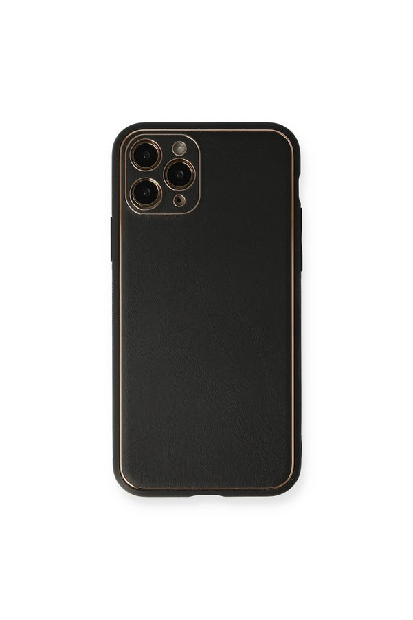 Evimdeyokyok Apple İphone 11 Pro Max Kılıf Coco Deri Silikon Kapak - Siyah